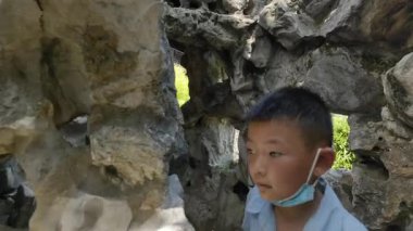 Ge Garden, Yangzhou, Jiangsu, Çin 'deki tarihi mimari ve doğal manzara. Yüksek kalite 4k görüntü