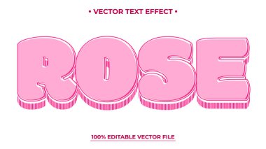 Pembe gül metin efekti ve vektör tasarımı. Dosya tamamen düzenlenebilir ve beyaz arka planda temiz ve modern bir görünüme sahip..