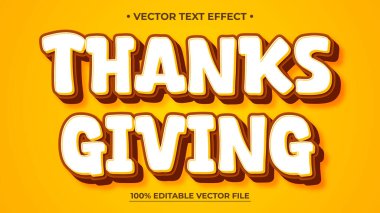 Şükran Günü Metni Efekti: Kalın, Katmanlı ve Düzenlenebilir Vektör Des