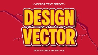 Kırmızı Arkaplan ve Çatlaklarla Kalın Tasarım Vektör Metin Efekti