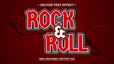 Koyu Rock 'n Roll Metin Efekti Kırmızı ve Beyaz Renkler ve Cra