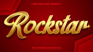 Kırmızı Arkaplanda Rock Yıldızı Altın Metin Efekti, Düzenlenebilir Vektör D