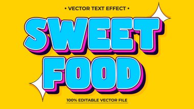 Tatlı yemek promosyonları için canlı düzenlenebilir vektör metin efekti