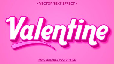 Sevgililer Günü metin efekti, düzenlenebilir 3d Pembe metin biçimi