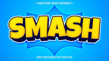 Düzenlenebilir metin efekti Smash 3d Çizgi film şablon biçimi premium vektörü