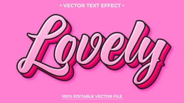 Sevimli Valentine 3d düzenlenebilir metin efekti Pembe metin efekti şablonu