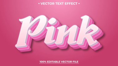 Pembe düzenlenebilir metin efekti şablonu Valentine pembe renkleri düzenlenebilir vektör