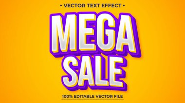 Modern stil tasarımı ile Mega Satış vektör metin efekti, logo veya şirket kampanyası için kullanılabilir