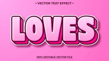 Valentine 3d düzenlenebilir metin efektini sever Pembe metin efekti düzenleme şablonu