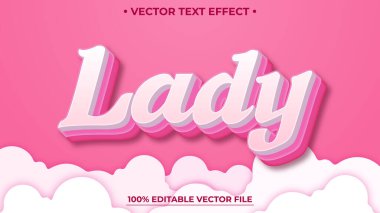 Lady Pink düzenlenebilir metin efekti Valentine pembe renkleri düzenlenebilir vektörü