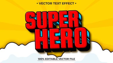 Süper Kahraman düzenlenebilir metin biçimi çizer vektör tasarım şablonu