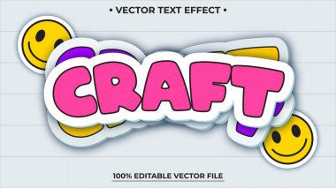 Çıkartma, retro el becerisi düzenlenebilir metin efekti yazı tipi şablonu ayarladı