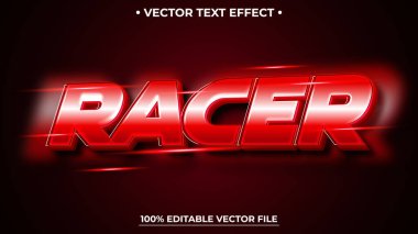 Neon grafik biçimli düzenlenebilir metin efektli yarışçı