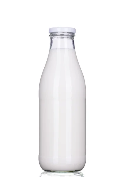 Fles melk geïsoleerd, uitknippad inbegrepen — Stockfoto