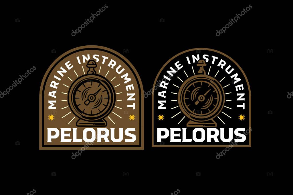 Pelorus bearing compass retro badge logo vector design set for outdoor. Navigation instrument vintage patch illustration pack for adventure. Directional measure pelorus emblem sticker element designs