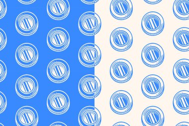 Denizci ve balıkçı malları için mavi bej arka planda kusursuz bir yelken çizilmiş. İşlem deseni kabartma kalıbı. Dairesel pencere kuluçkaya yatma motifi duvar kağıdı