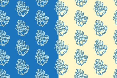 Macera sporu ürünleri için mavi bej arka planda balık bulucu sanat eseri kusursuz desen. Taşınabilir tuş takımı kabartma desenli arka plan. Kuluçkaya yatma motifi duvar kağıdını kilitle