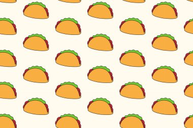 Domatesli taco, marul, krem rengi arka planda et rengi desen dekor ve ürün için.