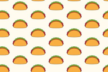 Süs ve ürün için krem arkaplanda lezzetli taco yemek desenleri.