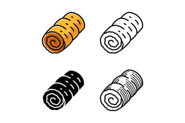 Pastane, tatlı, pasta, yemek ve mutfak için işlemeli, renkli, özet çizgili İsviçre böreği tasarımı. Vektör illüstrasyonu