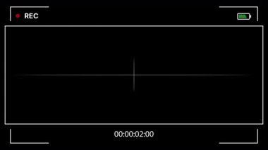 Kamera kayıt ekranı köşe rehberleri, merkez kavşak, REC göstergesi, batarya durumu ve zaman sayacı ile örtüşüyor. Kamera görüntüleyicisi alfa kanalını örtüyor. 4K Video