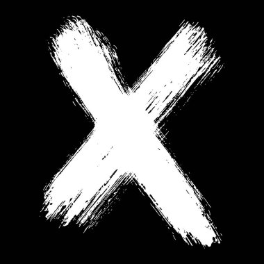 Yarı kuru düz fırça, siyah arkaplan üzerine el çizimi beyaz harf.