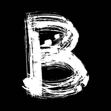 Yarı kuru düz fırça, siyah arkaplan üzerine el çizimi beyaz harf.