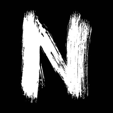 Yarı kuru düz fırça, siyah arkaplan üzerine el çizimi beyaz harf.