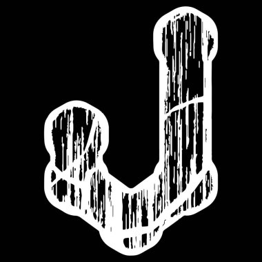 Lifli ve çatallı dekoratif grunge harfi.