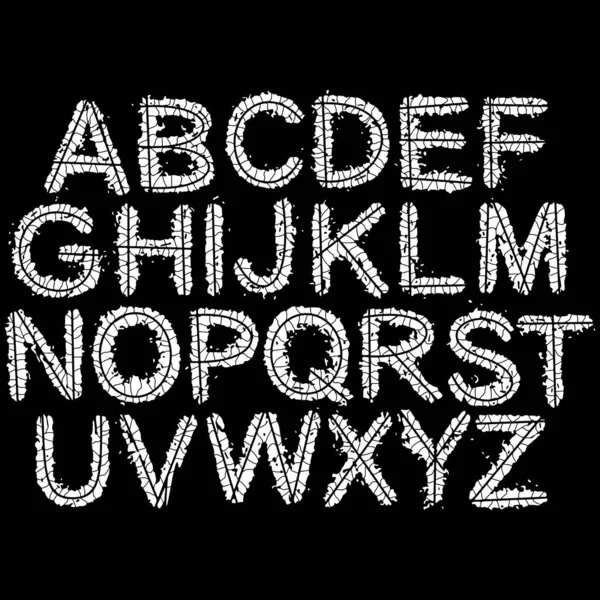 Vector Decorative Alphabet White Letters Black Background — Stock Vector