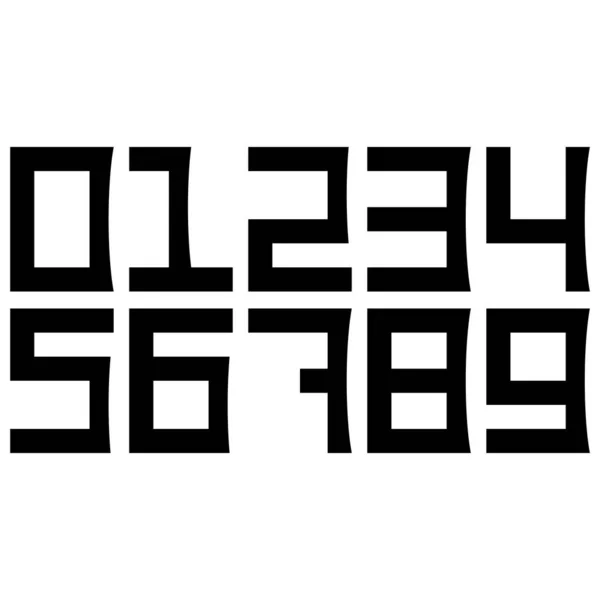 Dekorativa Svarta Siffror Isolerad Vit Bakgrund Art Typsnitt — Stock vektor