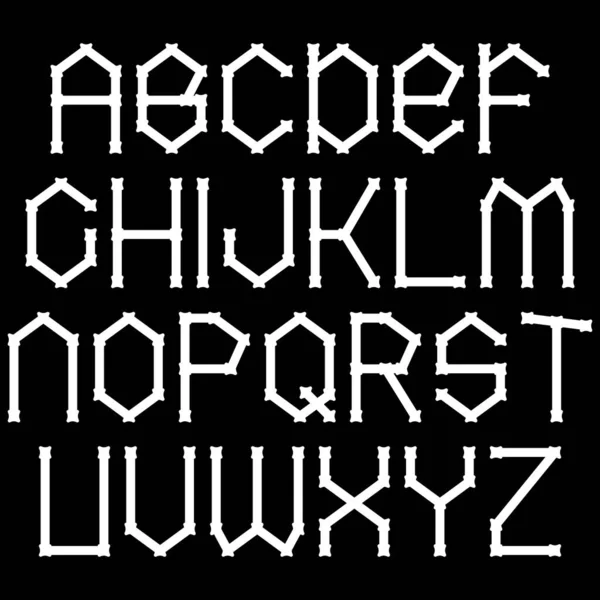 Vektor Dekoratives Alphabet Weiße Buchstaben Auf Schwarzem Hintergrund — Stockvektor