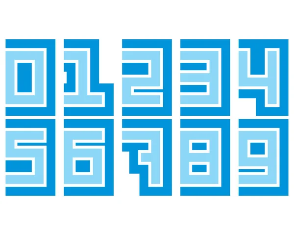 Decoratieve Blauwe Cijfers Geïsoleerd Witte Achtergrond Art Lettertype — Stockvector