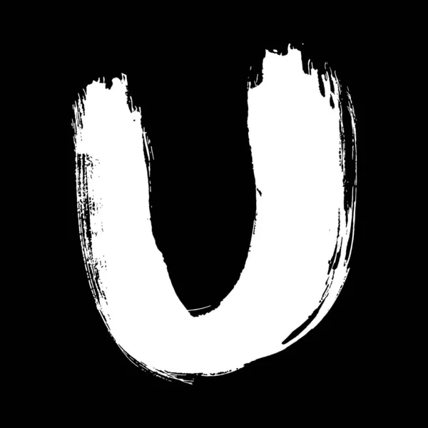 Halbtrockener Flacher Pinsel Handgezeichnet Mit Weißem Buchstaben Auf Schwarzem Hintergrund — Stockvektor