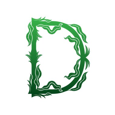 Çiçek dekoratif büyük harf. Sanat yazı tipi beyaz arkaplanda izole edilmiş..