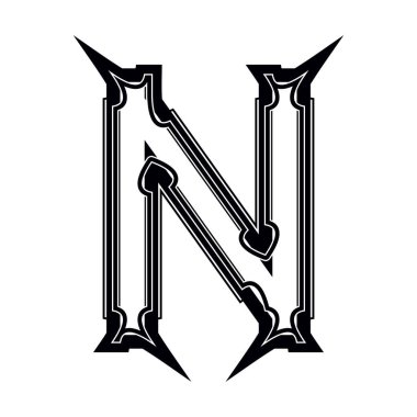 Dikenli dekoratif büyük harf. Beyaz arkaplanda izole edilmiş sanat yazı tipi..