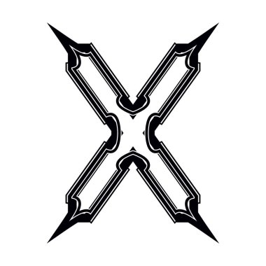 Dikenli dekoratif büyük harf. Beyaz arkaplanda izole edilmiş sanat yazı tipi..