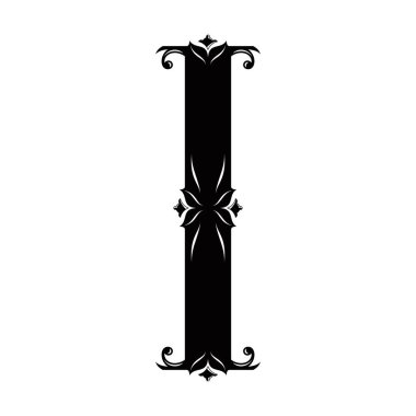 Girdaplı dekoratif büyük harf. Beyaz arkaplanda izole edilmiş sanat yazı tipi..