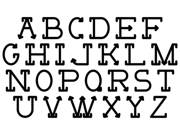 Alphabet Décoratif Vectoriel Lettres Noires Isolées Sur Fond Blanc — Image vectorielle