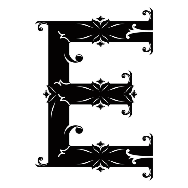 Decorative Uppercase Letter Swirls Art Font Isolated White Background — Stock Vector