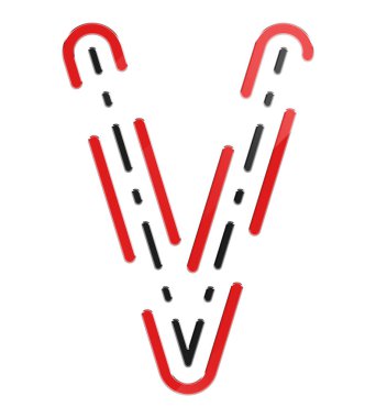 Dekoratif büyük harf çizgi efektli. Beyaz arkaplanda izole edilmiş sanat yazı tipi.