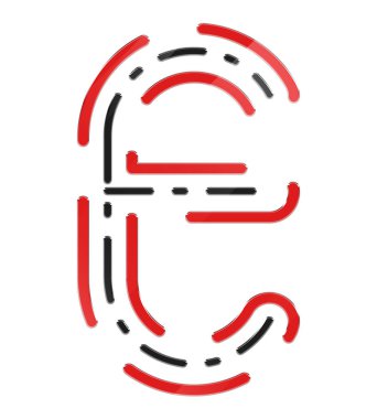 Dekoratif büyük harf çizgi efektli. Beyaz arkaplanda izole edilmiş sanat yazı tipi.