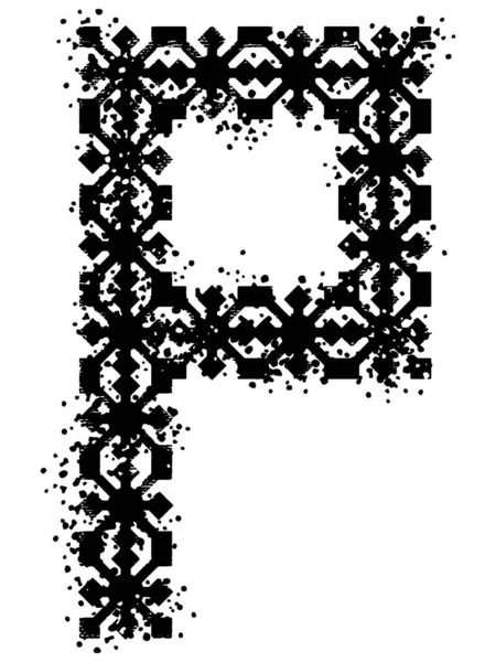 Arabesque Styl Dekorativní Písmo Černé Písmeno Izolované Bílém Pozadí — Stockový vektor