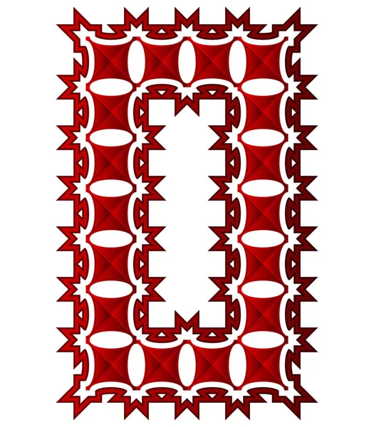 Rode Stekelige Decoratieve Brief Geïsoleerd Witte Achtergrond Prickly Kunst Lettertype — Stockvector