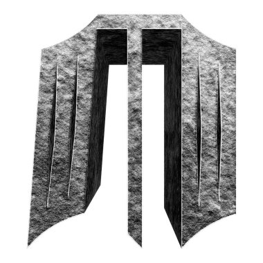 Kara Taş büyük harf. Grunge stili gotik yazı tipi 3D illüstrasyon..