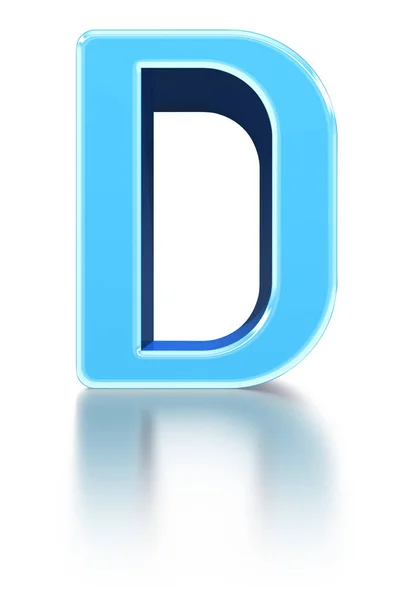 Blue Beveled Uppercase Letter Fonte Com Reflexos Superfície Pálida — Fotografia de Stock