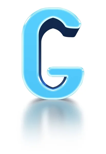 Blue Beveled Uppercase Letter Fonte Com Reflexos Superfície Pálida — Fotografia de Stock