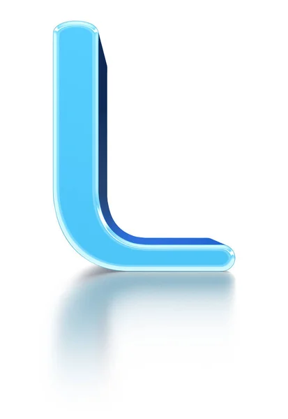 Блакитна Скошена Верхня Літера Шрифт Блідою Поверхнею Відображення — стокове фото
