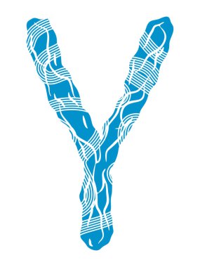 Beyaz arkaplanda mavi dekoratif yazı tipi izole edildi. Büyük harf vektör harfi.