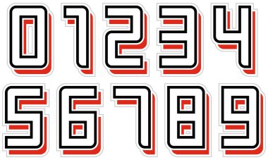 Dekoratif sayılar beyaz arkaplanda izole edildi. Vektör numaraları.